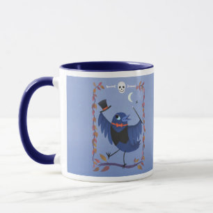 Halloween Raven Crow Moon Magic Blue Mug