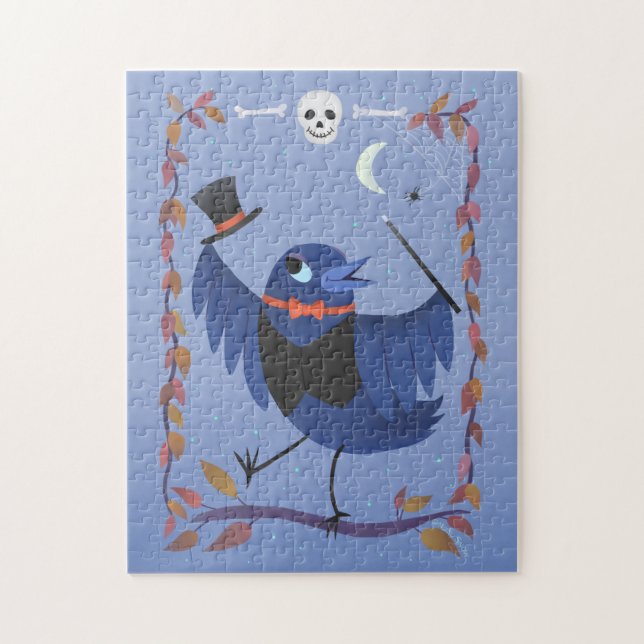 Halloween Raven Crow Moon Magic Jigsaw Puzzle (Vertical)