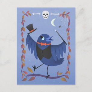 Halloween Raven Crow Moon Magic Postcard