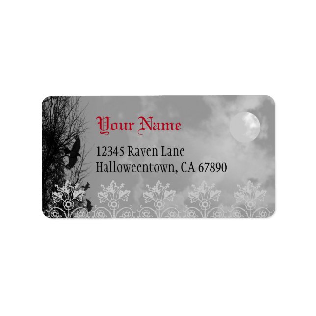 Halloween Raven Sky Custom Address Label (Front)