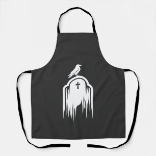 Halloween Raven Tombstone Silhouette Design Apron