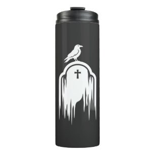 Halloween Raven Tombstone Silhouette Design Thermal Tumbler