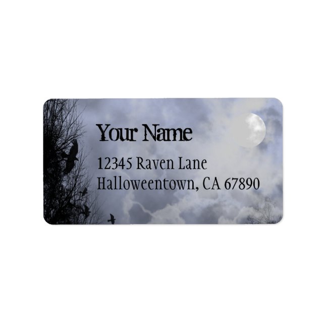 Halloween Ravens Blue Sky Custom Address Label (Front)