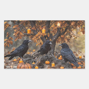 Halloween Ravens Pumpkins and Candles Sticker