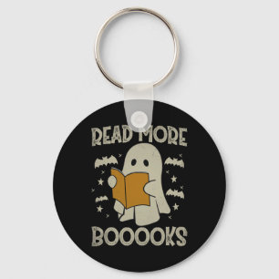 Halloween Read More Books Funny Ghost Reading Book Keychain
