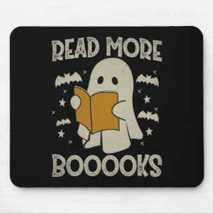 Halloween Read More Books Funny Ghost Reading Book Mouse Pad