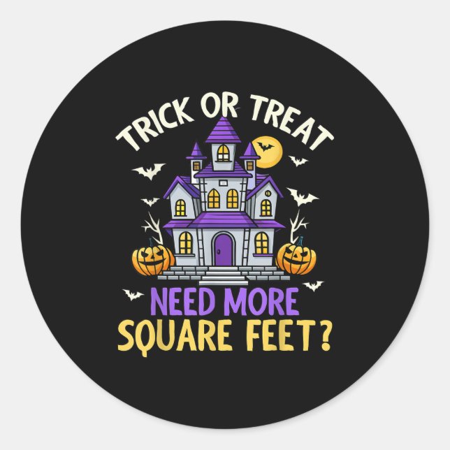 Halloween Real Estate Agent Broker Funny Realtor M Classic Round Sticker (Front)