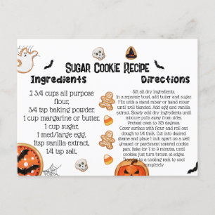 Halloween Recipe Cards, Halloween Cookies Postcard