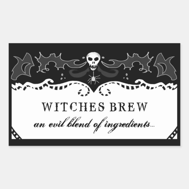 Halloween Rectangle Black & White Label - Large (Front)