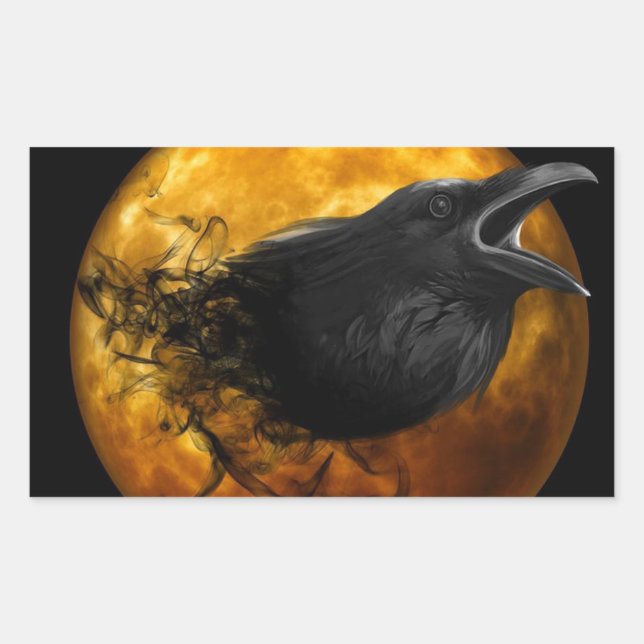 Halloween Rectangle Stickers/Crow and Moon Sticker (Front)