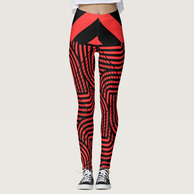 Halloween red and Black Spider Web  Leggings (Front)