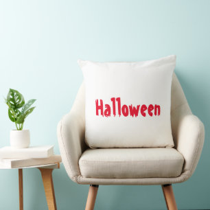 Halloween Red And Black Text Festive Home Accent Throw Pillow