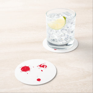 Halloween red blood bloody scary spooky round paper coaster