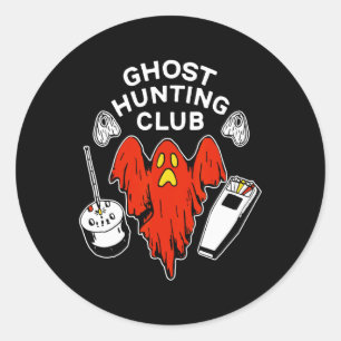 Halloween Red Ghost Hunting Club Spooky Hunter  Classic Round Sticker