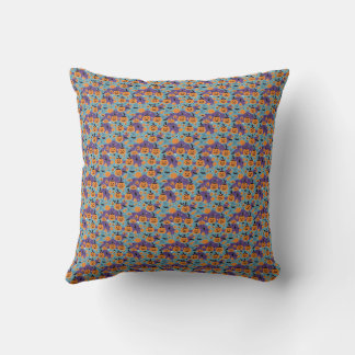 Halloween repeating pattern with pumpkins throw pillow
