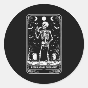 Halloween Respiratory Therapist Tarot Card Pulmono Classic Round Sticker