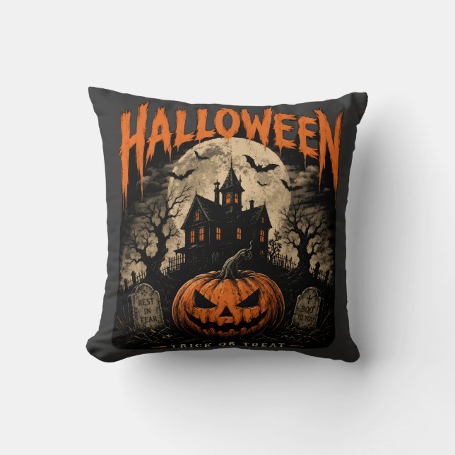 HALLOWEEN, REST IN FEAR THROW PILLOW (Front)
