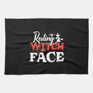 Halloween Resting Witch Facce Birthday Kitchen Towel
