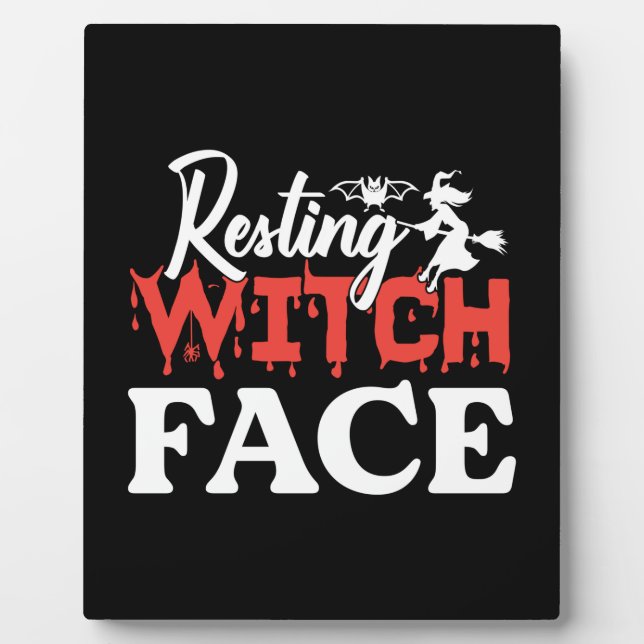 Halloween Resting Witch Facce Birthday Plaque (Front)