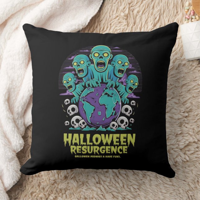 Halloween Resurgence – Zombie World Throw Pillow (Blanket)