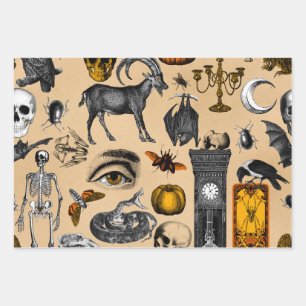 Halloween Retro Creepy Decoration Gift Pattern Wrapping Paper Sheet