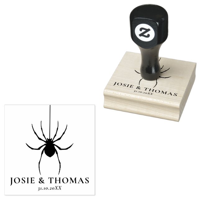 Halloween Retro Disco Spiders & Disco Ball Wedding Rubber Stamp (Stamped)
