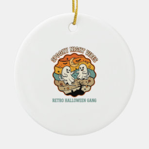 Halloween Retro Ghost Night Ceramic Ornament