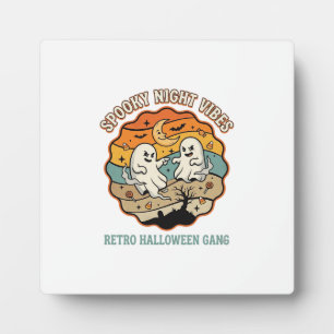 Halloween Retro Ghost Night Plaque