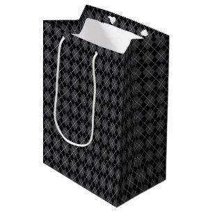 Halloween Retro Grey Black Argyle Medium Gift Bag