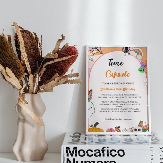 Halloween Retro Groovy 1st Birthday time Capsule Poster (Creator Uploaded)