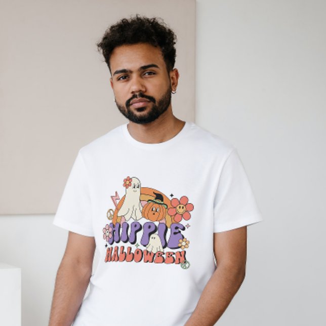 HALLOWEEN RETRO GROOVY HIPPIE HALLOWEEN GHOSTS T-Shirt (Creator Uploaded)