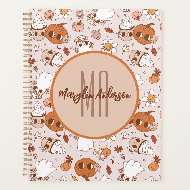 HALLOWEEN RETRO GROOVY PUMPKINS AND GHOSTS PLANNER (Front)