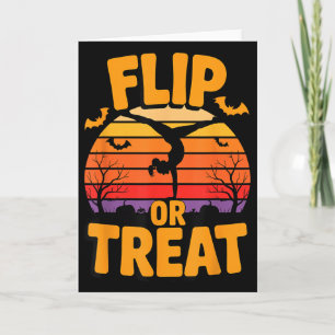 Halloween Retro Gymnastic Flip Or Treat Gymnast Card