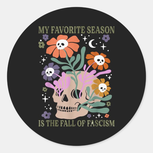 Halloween Retro My Favourite Season Is The Fall Of Classic Round Sticker (Front)