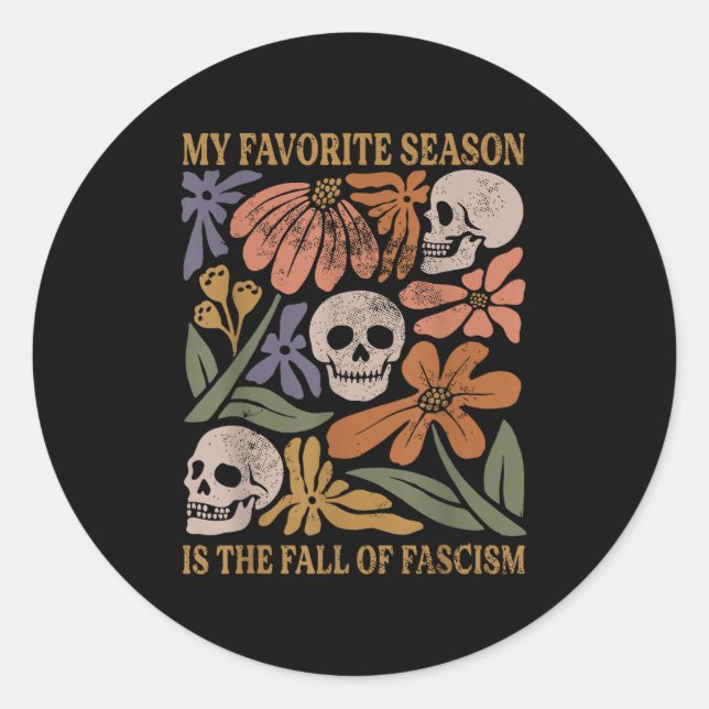Halloween Retro My Favourite Season Is The Fall Of Classic Round Sticker (Front)
