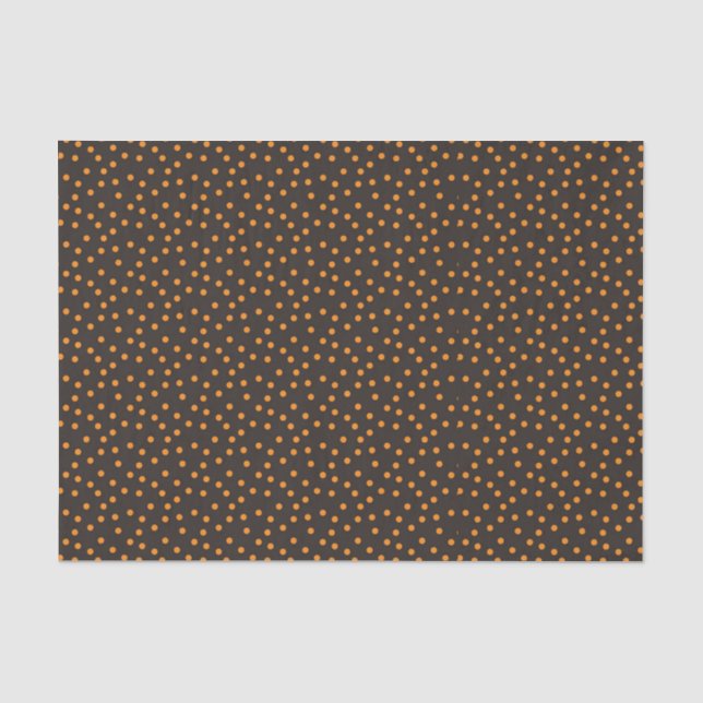 Halloween Retro Orange Polka Dot Black Background Tissue Paper (Front)