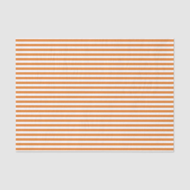 Halloween Retro Orange White Horizontal Stripes Tissue Paper (Front)