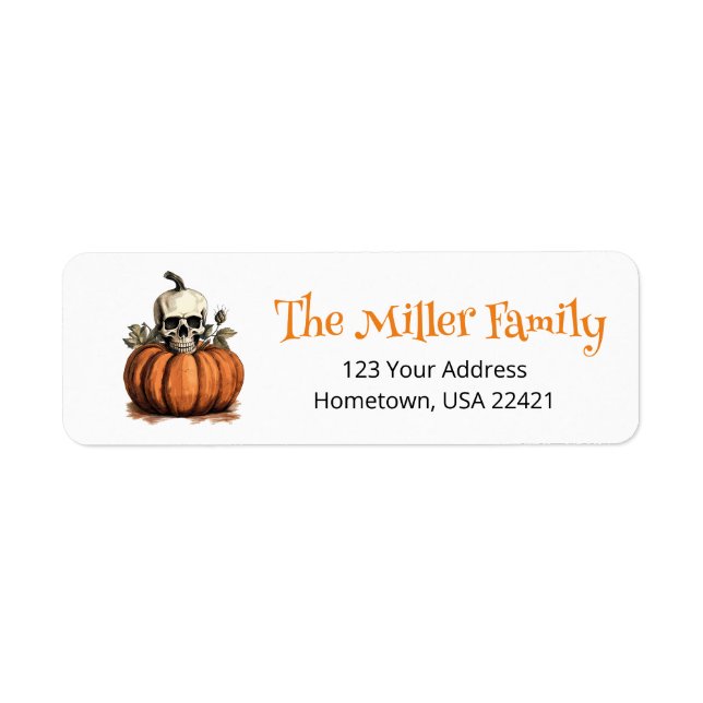 Halloween Retro Skull Head Return Address Label (Front)