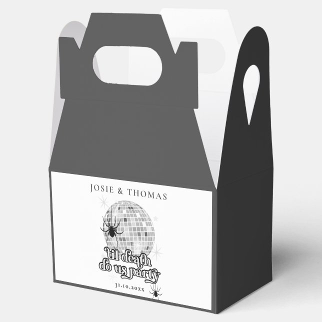 Halloween Retro Spiders & Disco Ball Wedding Favor Box (Opened)