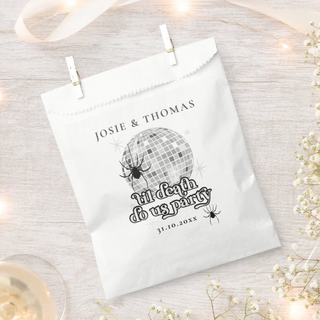 Halloween Retro Spiders & Disco Ball Wedding Favour Bag (Clipped)