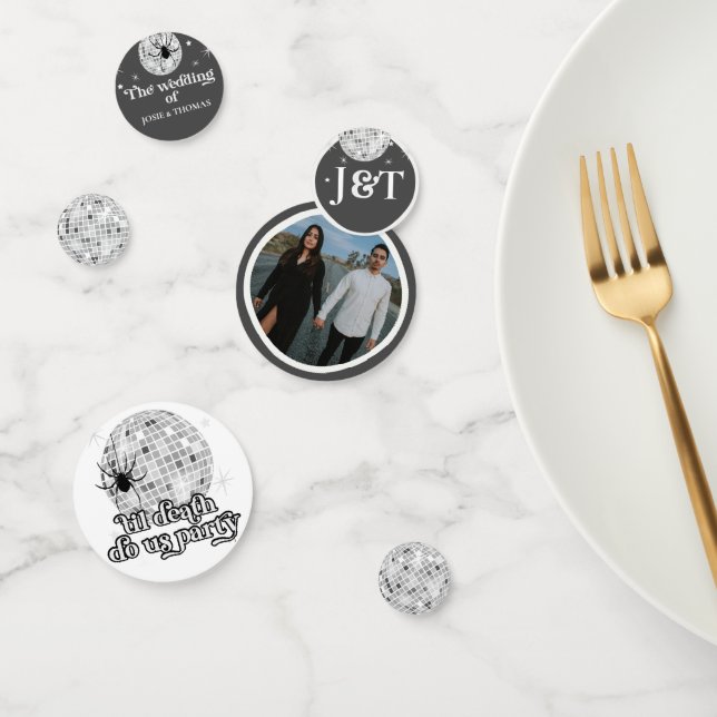 Halloween Retro Spiders & Disco Ball Wedding photo Confetti (Group)