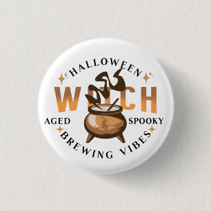 Halloween Retro Witch Brewing 1 Inch Round Button