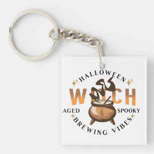 Halloween Retro Witch Brewing Keychain