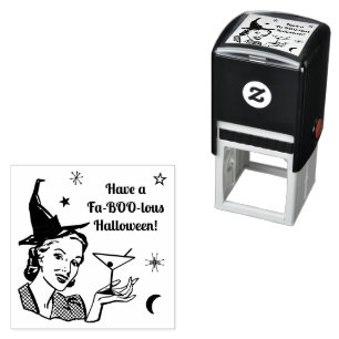 Halloween Retro Witch Humour Faboolous or Custom Self-inking Stamp