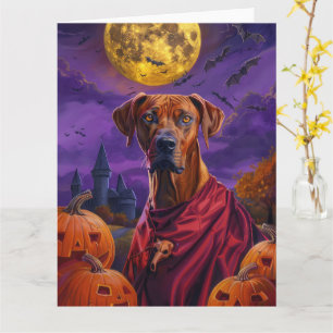  Halloween Rhodesian Ridgeback Vampire Pumpkins Card