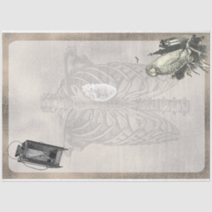 Halloween Rib Cage and Owl Vinatge Ephemera Tissue Paper
