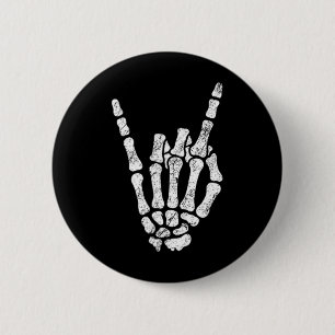 Halloween Rock Hand Sign Skeleton Rock N Roll Symb 2 Inch Round Button