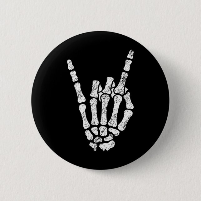 Halloween Rock Hand Sign Skeleton Rock N Roll Symb 2 Inch Round Button (Front)