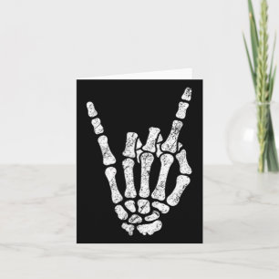 Halloween Rock Hand Sign Skeleton Rock N Roll Symb Card