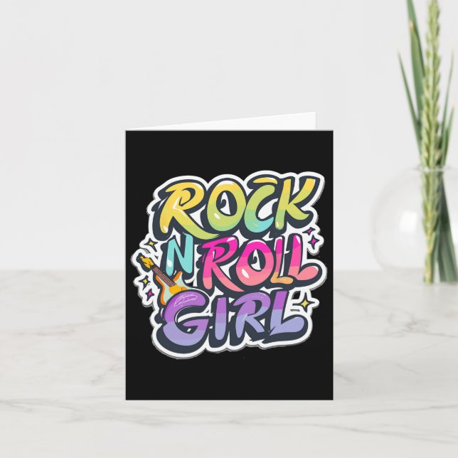 Halloween Rock N Roll Girl Retro Costume Graffiti  Card (Front)